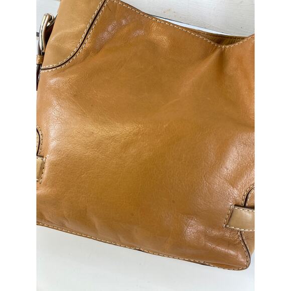 MICHAEL KORS, SMALL VINTAGE TAN LEATHER SHOULDER BAG (ASIS) - Picture 9 of 16